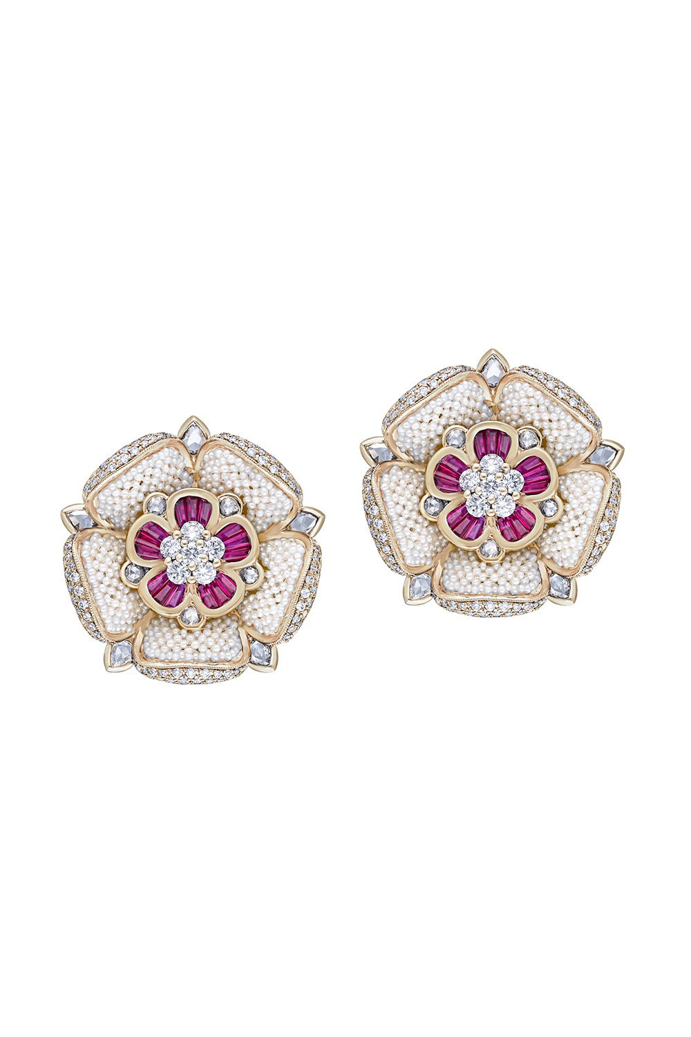 MOKSH-Pearl Ruby Taantvi Earrings-YELLOW GOLD