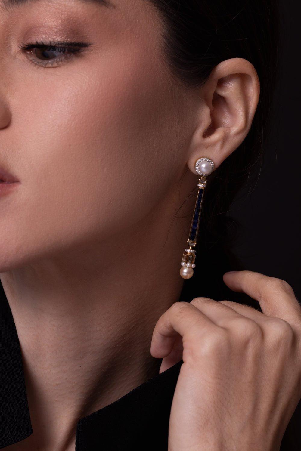 MOKSH-Sapphire Line Nurr Earrings-YELLOW GOLD