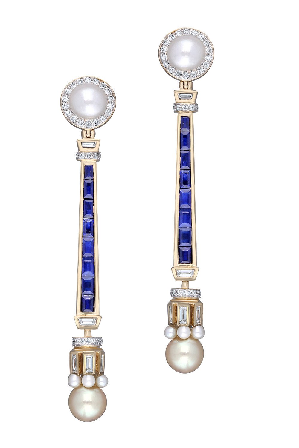 MOKSH-Sapphire Line Nurr Earrings-YELLOW GOLD