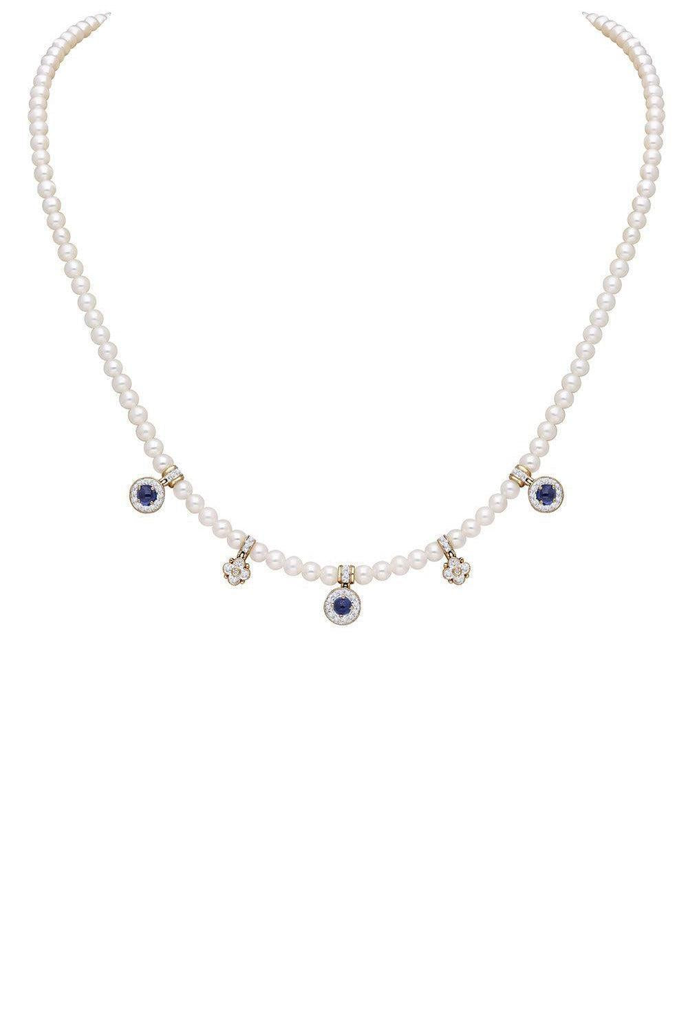 Blue Sapphire Pearl Kyoto Necklace-YELLOW GOLD-JEWELRYFINE JEWELNECKLACE O-MOKSH
