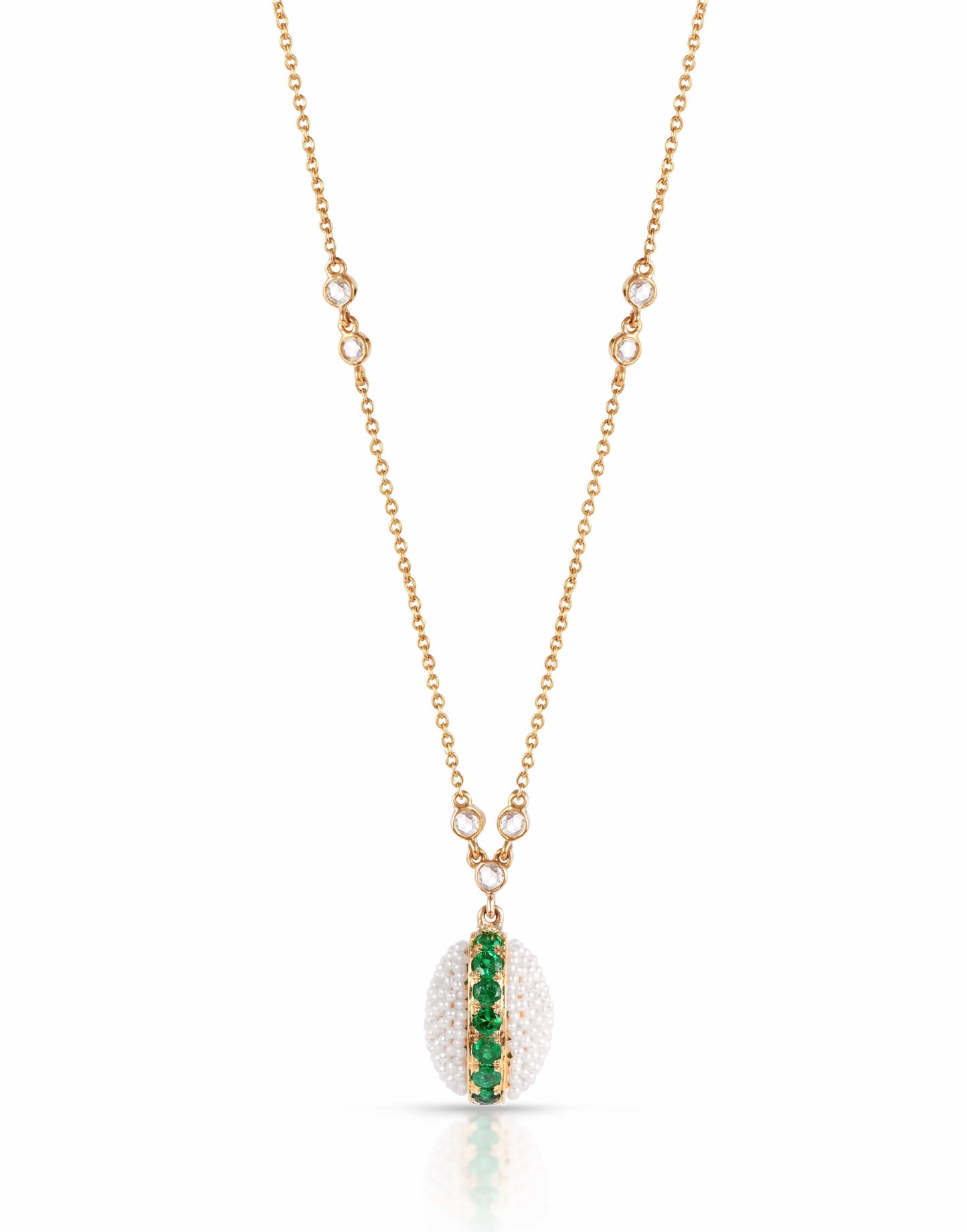 MOKSH-Bombay Emerald and Pearl Necklace-YELLOW GOLD