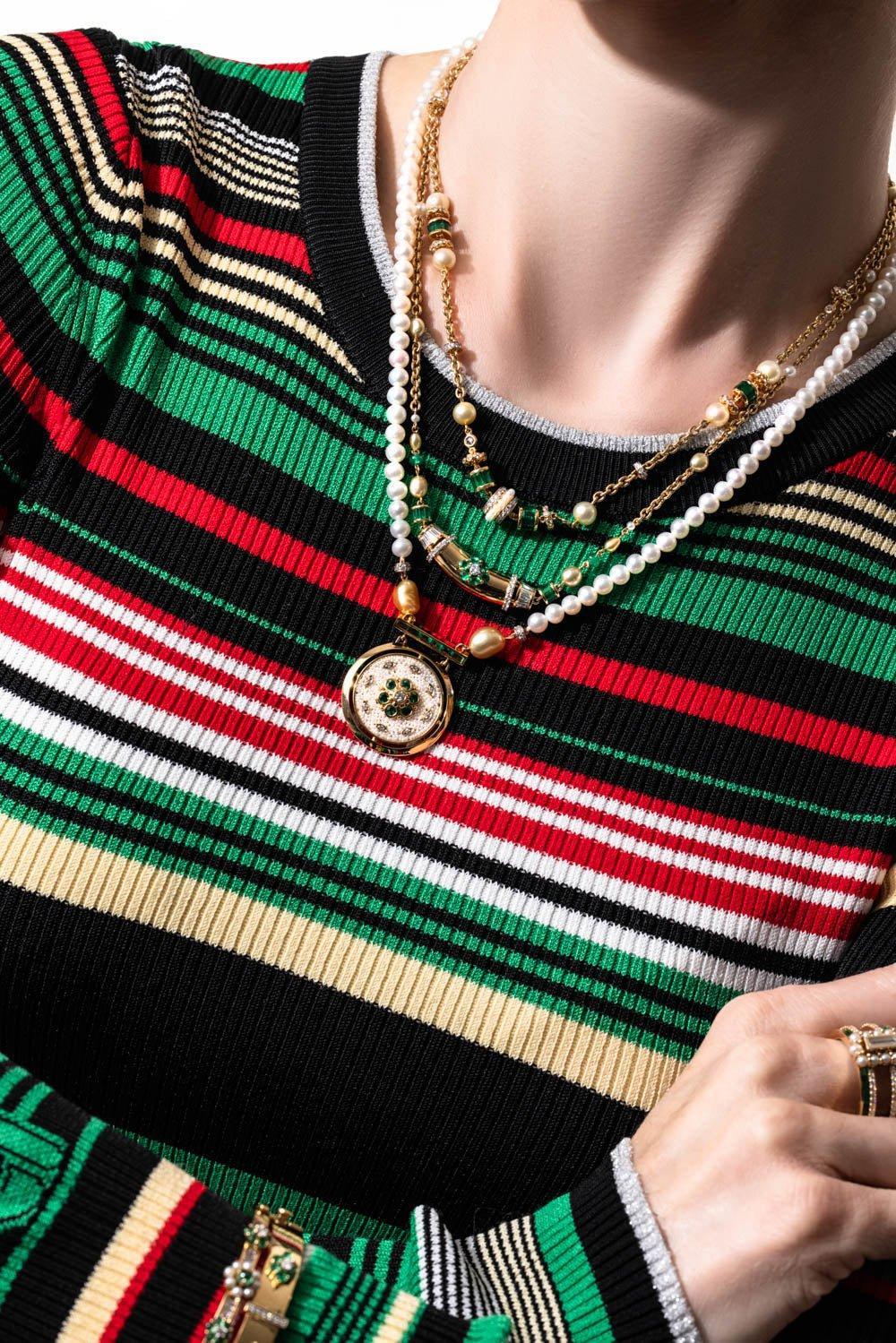 MOKSH-Emerald Bombay Necklace-YELLOW GOLD