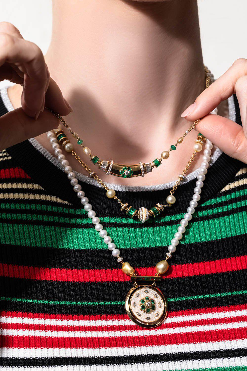 MOKSH-Emerald Kyoto Necklace-YELLOW GOLD