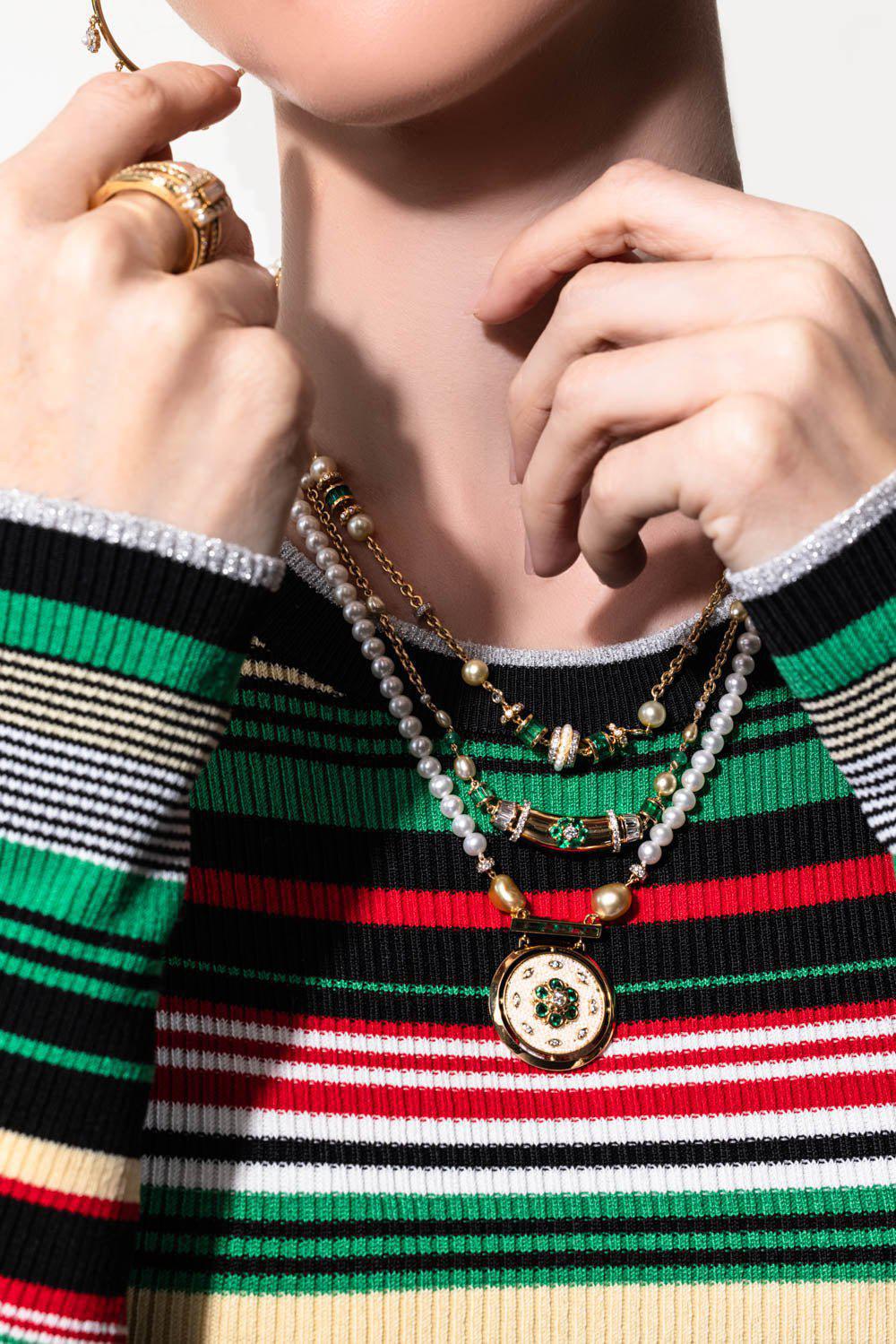 MOKSH-Emerald Kyoto Necklace-YELLOW GOLD