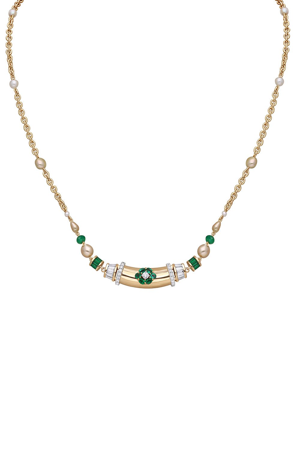 MOKSH-Emerald Kyoto Necklace-YELLOW GOLD