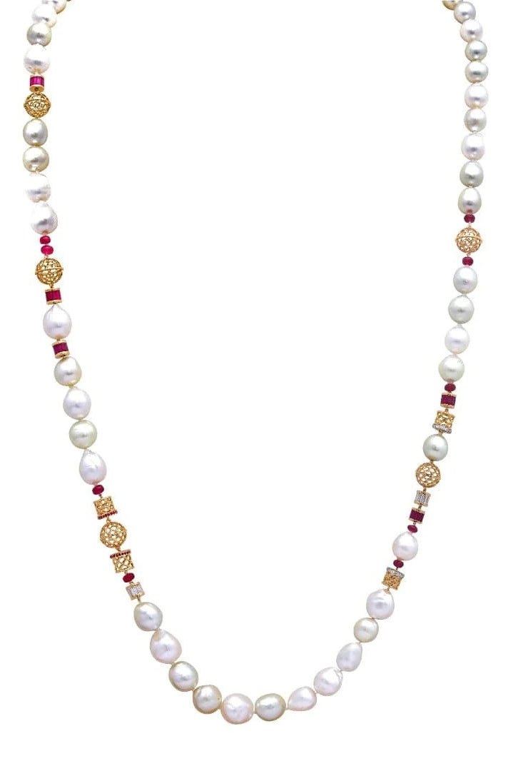 MOKSH-Jodhpur Baroque Pearl Strand Necklace-YELLOW GOLD