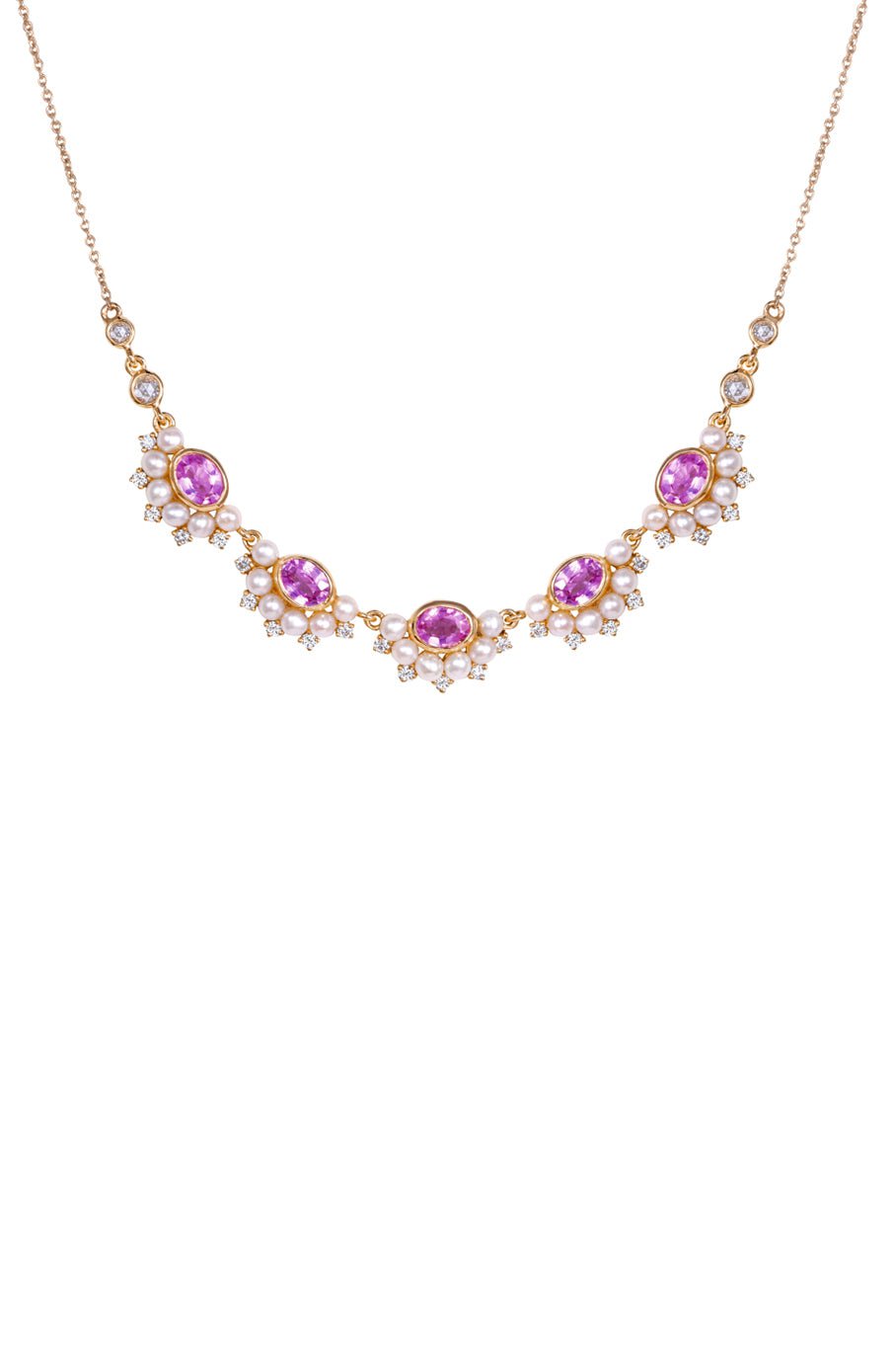 MOKSH-Kyoto Necklace - Pink Sapphire-YELLOW GOLD