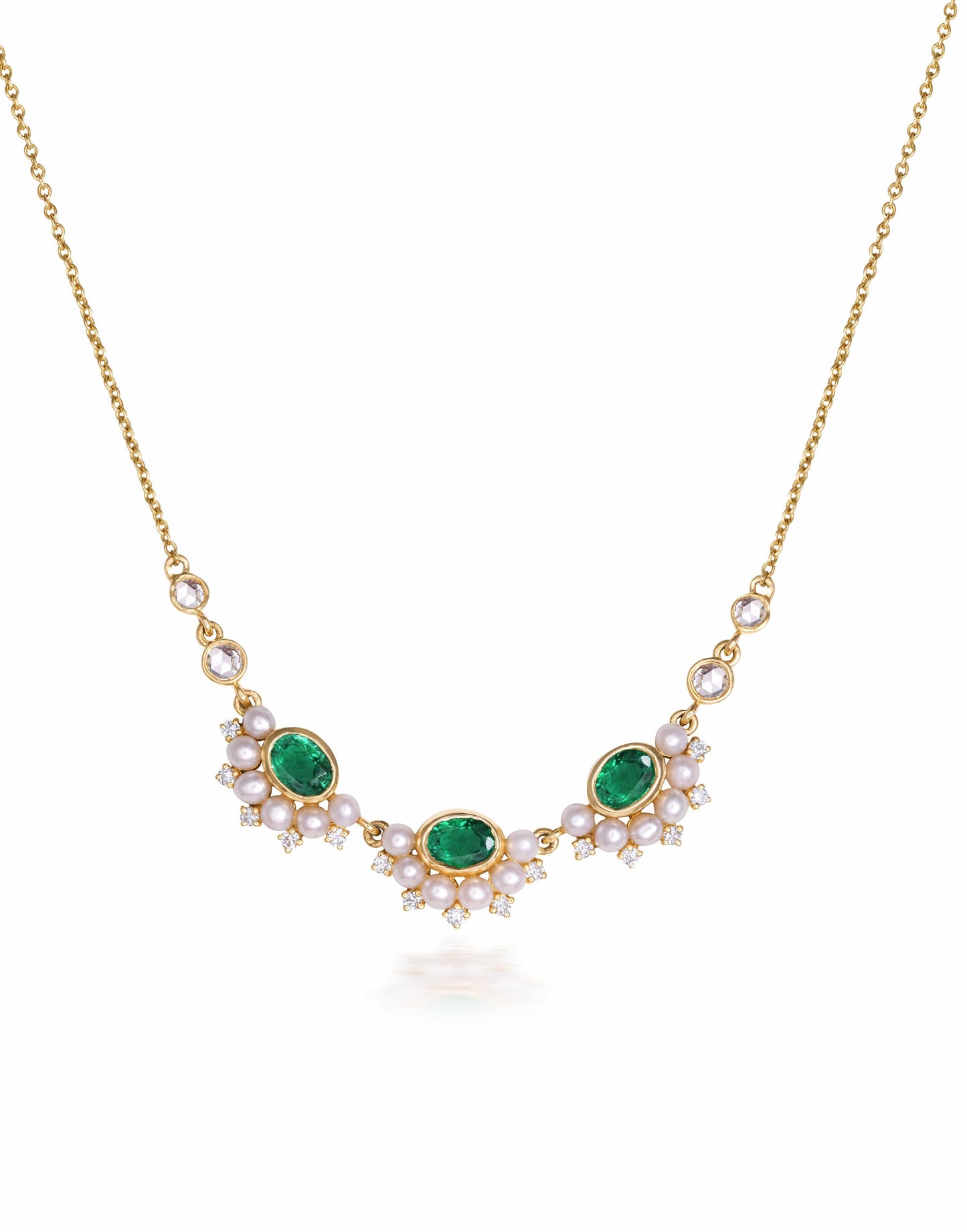 MOKSH-Kyoto Triple Emerald Necklace-YELLOW GOLD