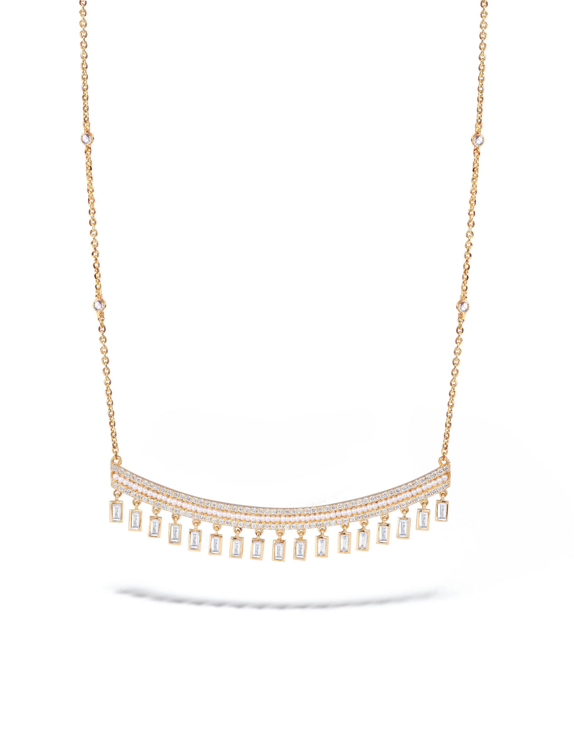 MOKSH-Ladakh Diamond Fringe Necklace-YELLOW GOLD