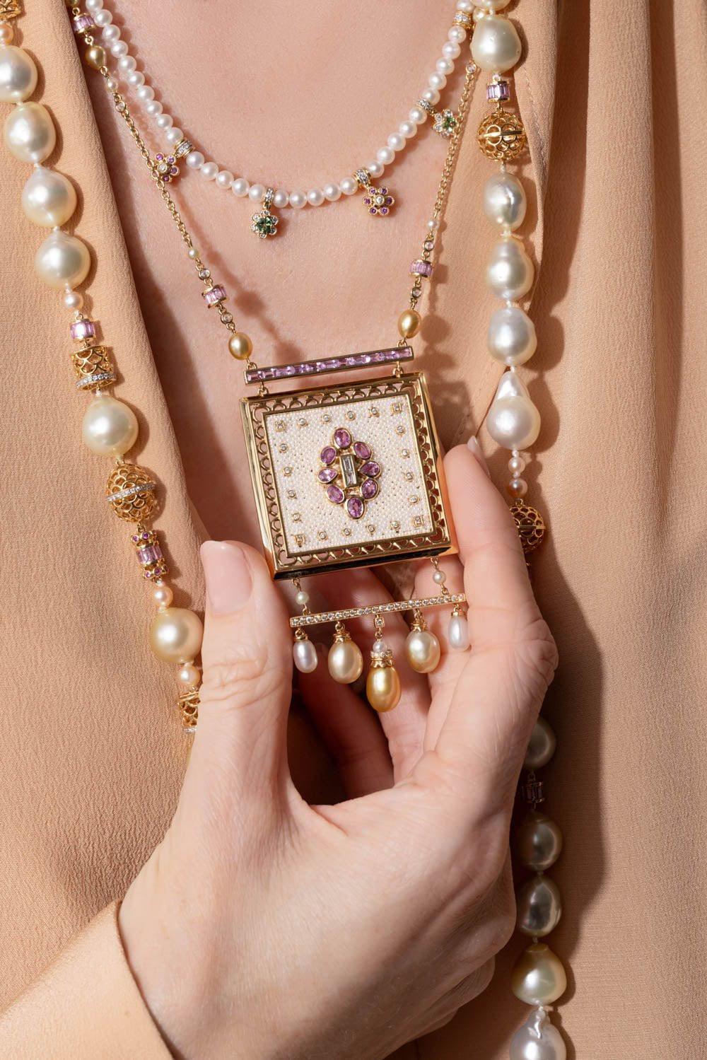 MOKSH-Pink Sapphire Bombay Necklace-YELLOW GOLD