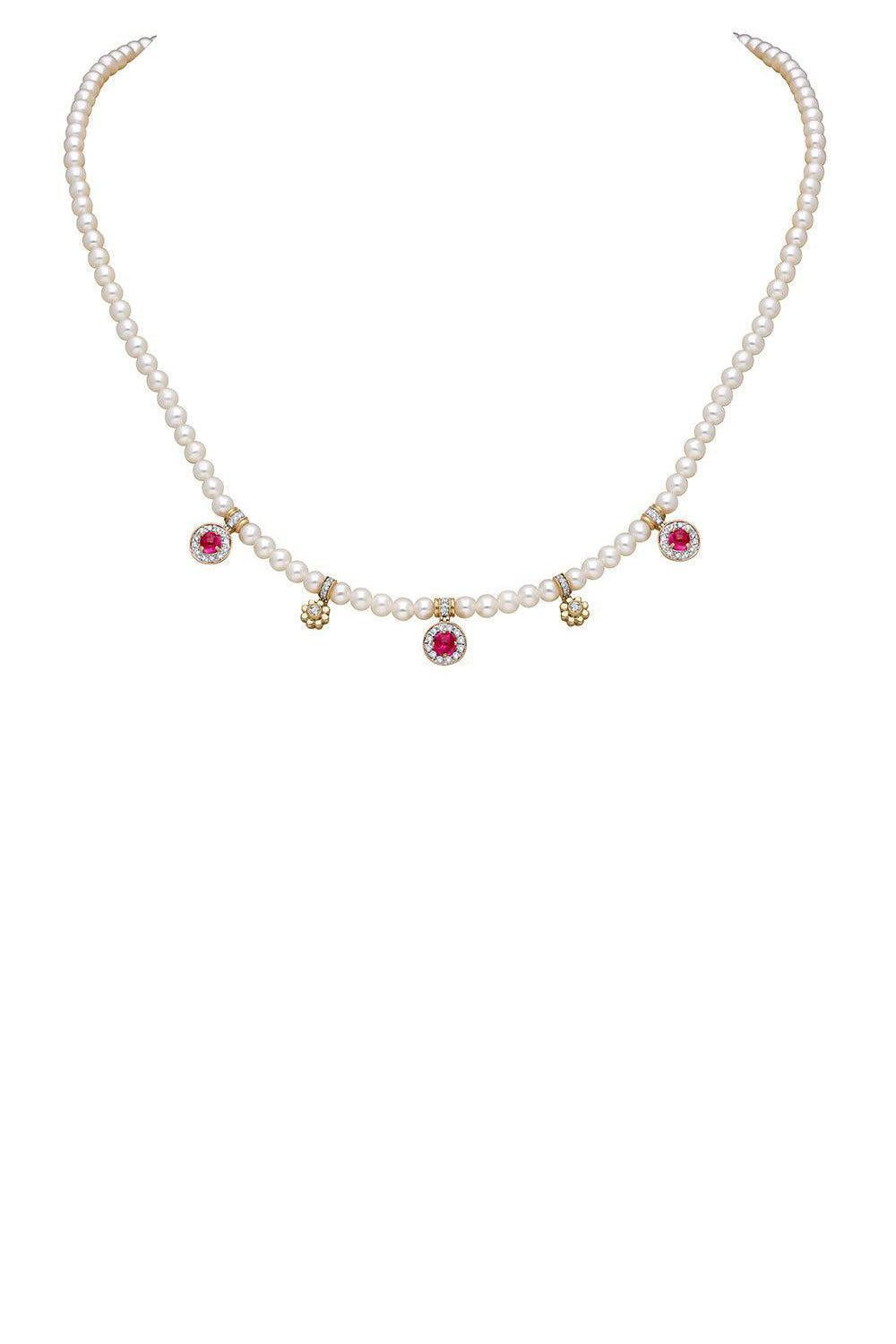 Spinel Pearl Kyoto Necklace-YELLOW GOLD-JEWELRYFINE JEWELNECKLACE O-MOKSH