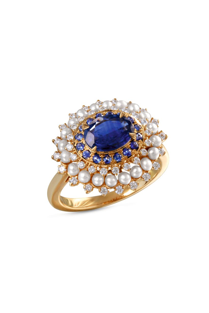 MOKSH-Kyoto Blue Sapphire Ring-YLWGLD