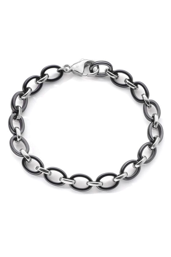 MONICA RICH KOSANN-Audrey Black Ceramic Link Bracelet-SILVER