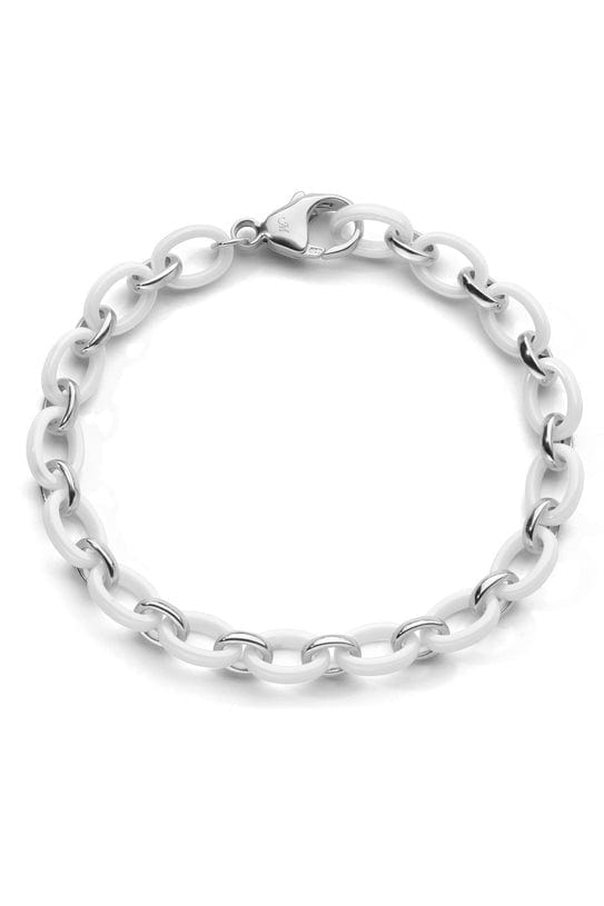 MONICA RICH KOSANN-Audrey White Ceramic Link Bracelet-SILVER