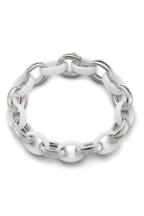 MONICA RICH KOSANN-Marilyn White Ceramic Link Bracelet-SILVER