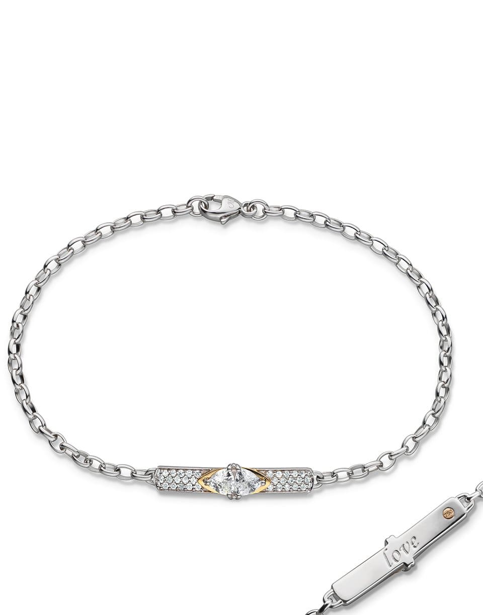 MONICA RICH KOSANN-Two-Tone “Love” Poesy Bracelet-SILVER