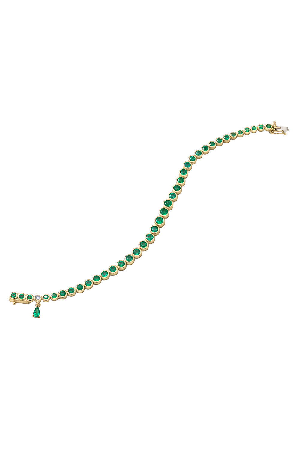  Emerald Diamond Graduated Tennis Bracelet-YELLOW GOLD-7-JEWELRYFINE JEWELBRACELET O-MONICA RICH KOSANN 