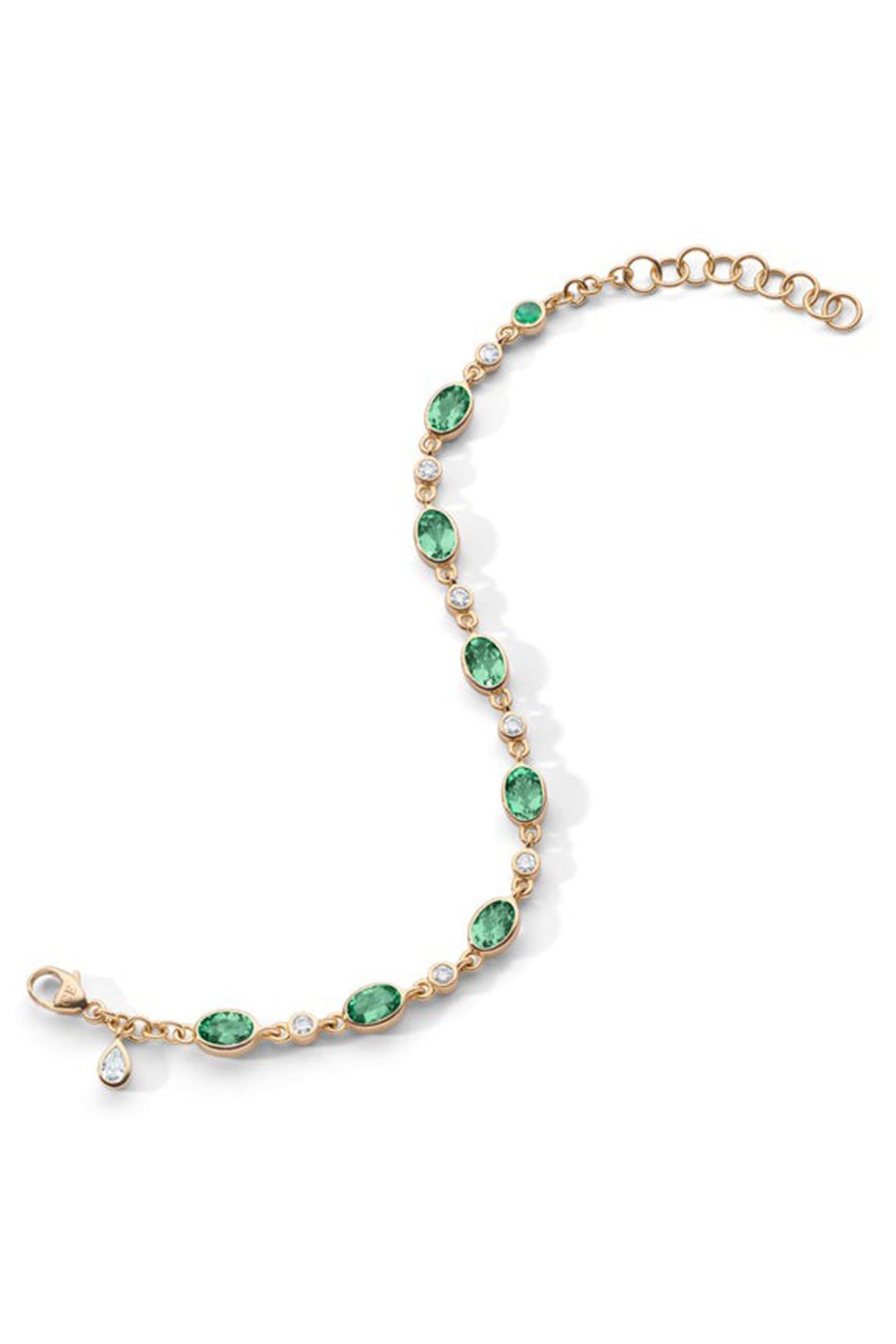 MONICA RICH KOSANN-Green Tourmaline Tennis Bracelet-YELLOW GOLD