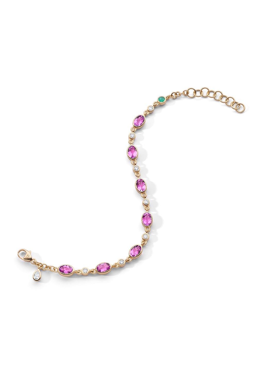 MONICA RICH KOSANN-Pink Sapphire Diamond Tennis Bracelet-YELLOW GOLD