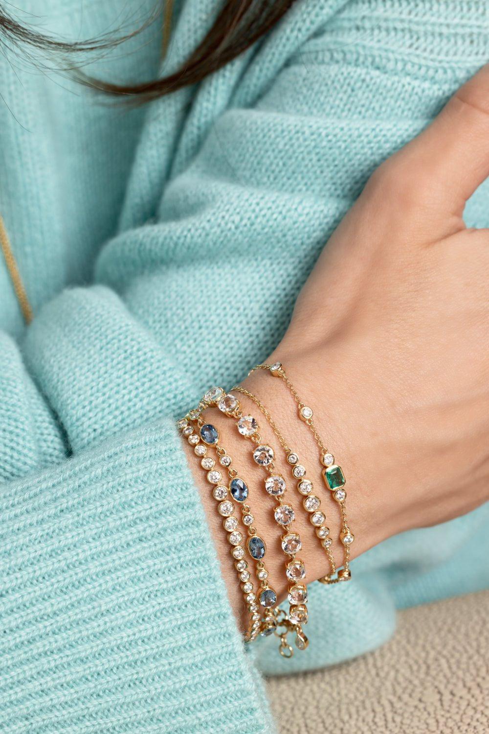 MONICA RICH KOSANN-Aquamarine Tennis Bracelet-YELLOW GOLD