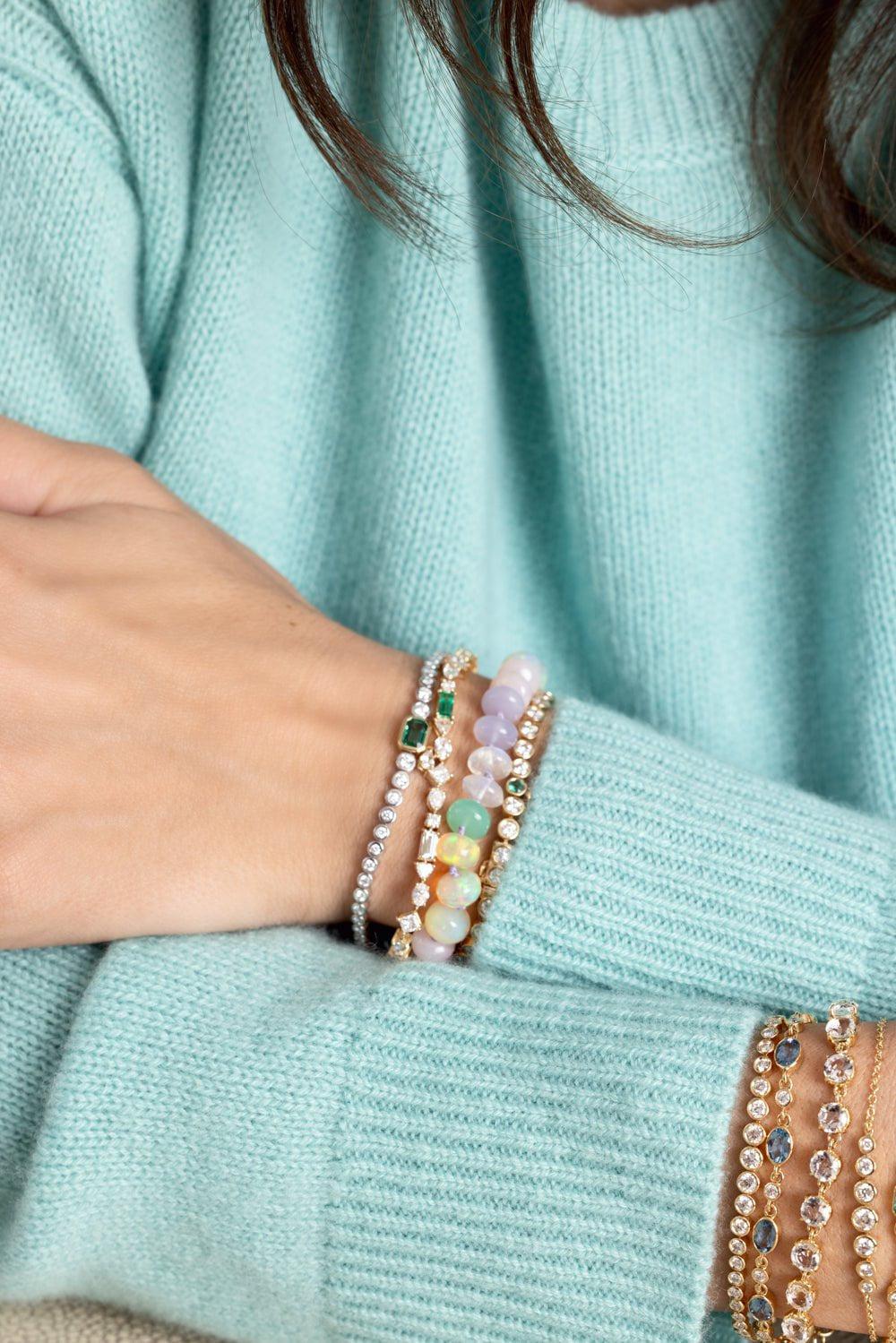 MONICA RICH KOSANN-Aquamarine Tennis Bracelet-YELLOW GOLD