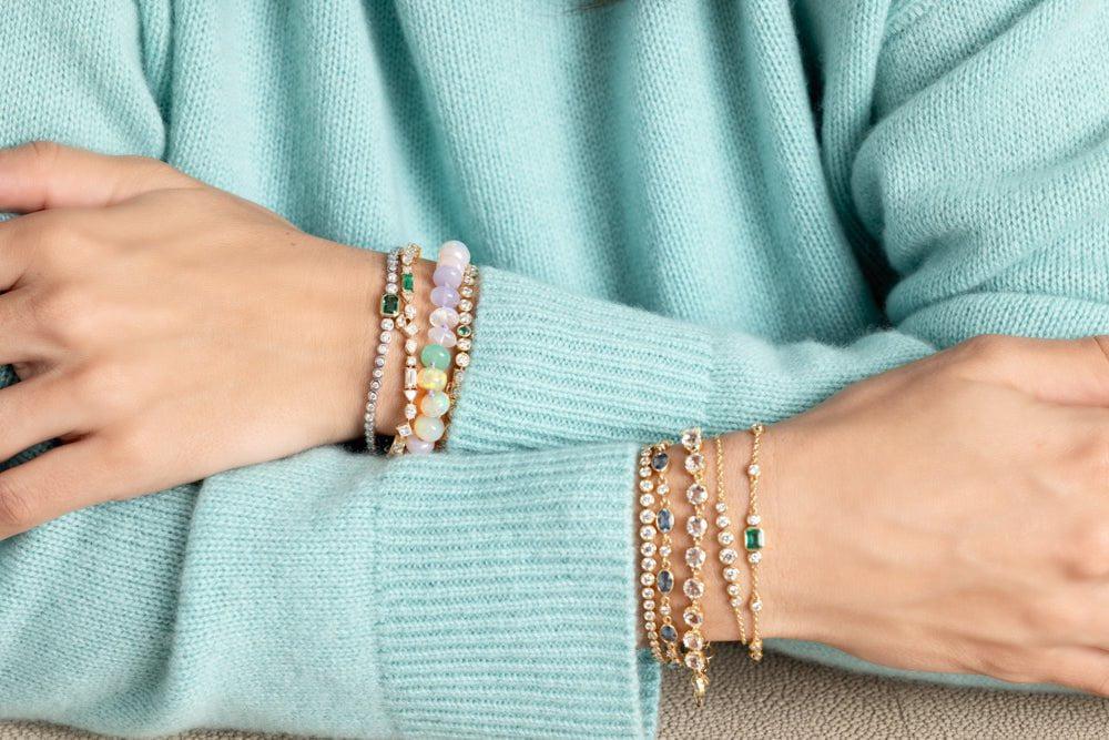 MONICA RICH KOSANN-Aquamarine Tennis Bracelet-YELLOW GOLD