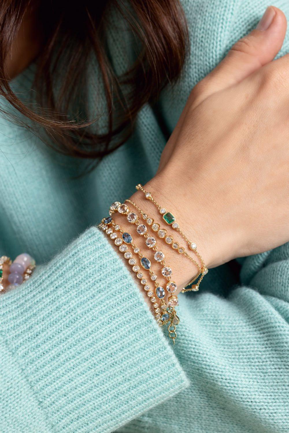 MONICA RICH KOSANN-Aquamarine Tennis Bracelet-YELLOW GOLD