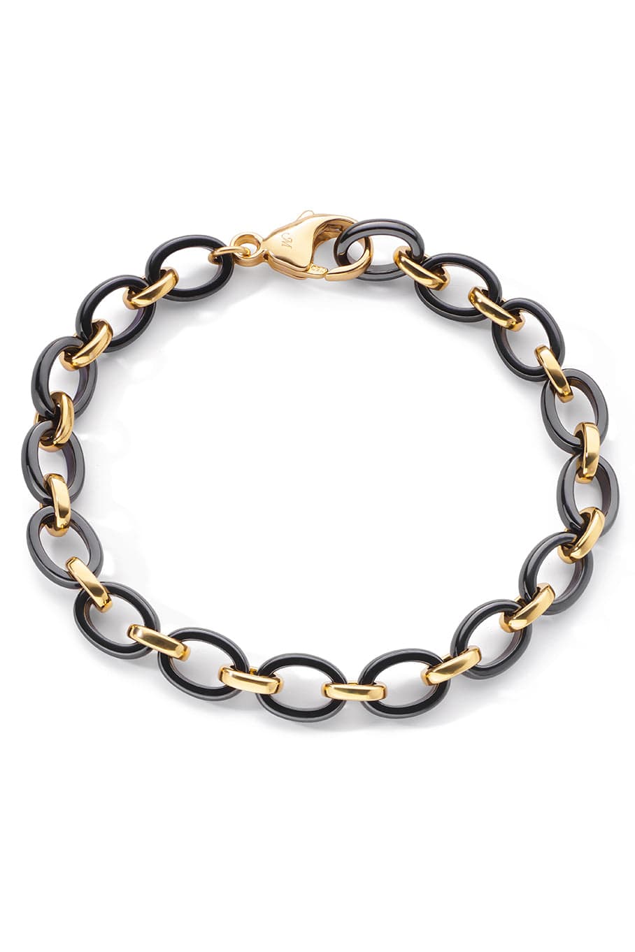MONICA RICH KOSANN-Audrey Black Ceramic Link Bracelet-YELLOW GOLD