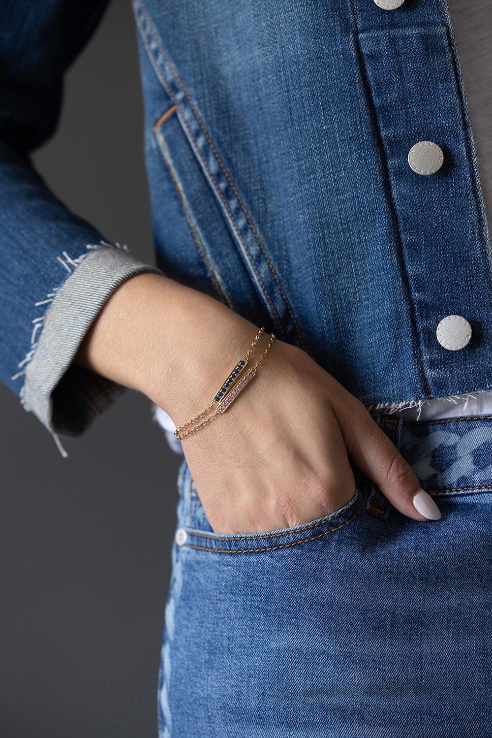 MONICA RICH KOSANN-Blue Sapphire Courage Bracelet-YELLOW GOLD