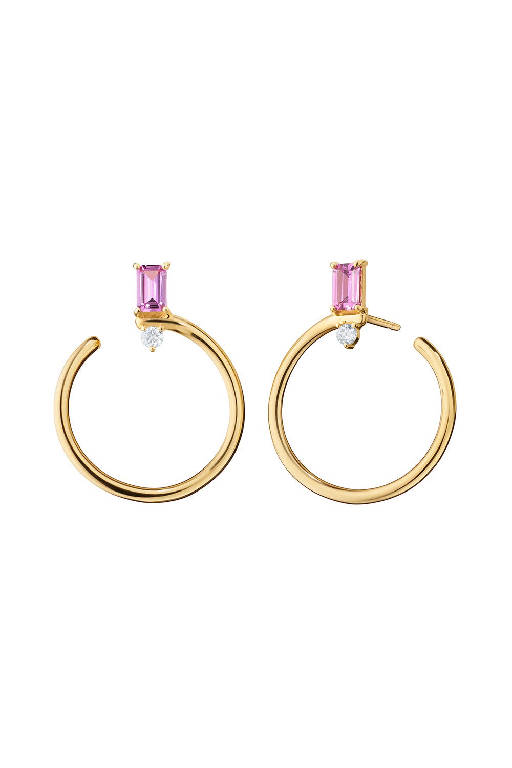 MONICA RICH KOSANN-Large Pink Sapphire Galaxy Wrap Hoop Earrings-YELLOW GOLD