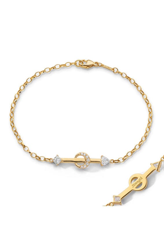 MONICA RICH KOSANN-Strength Arrow Petite Poesy Bracelet-YELLOW GOLD