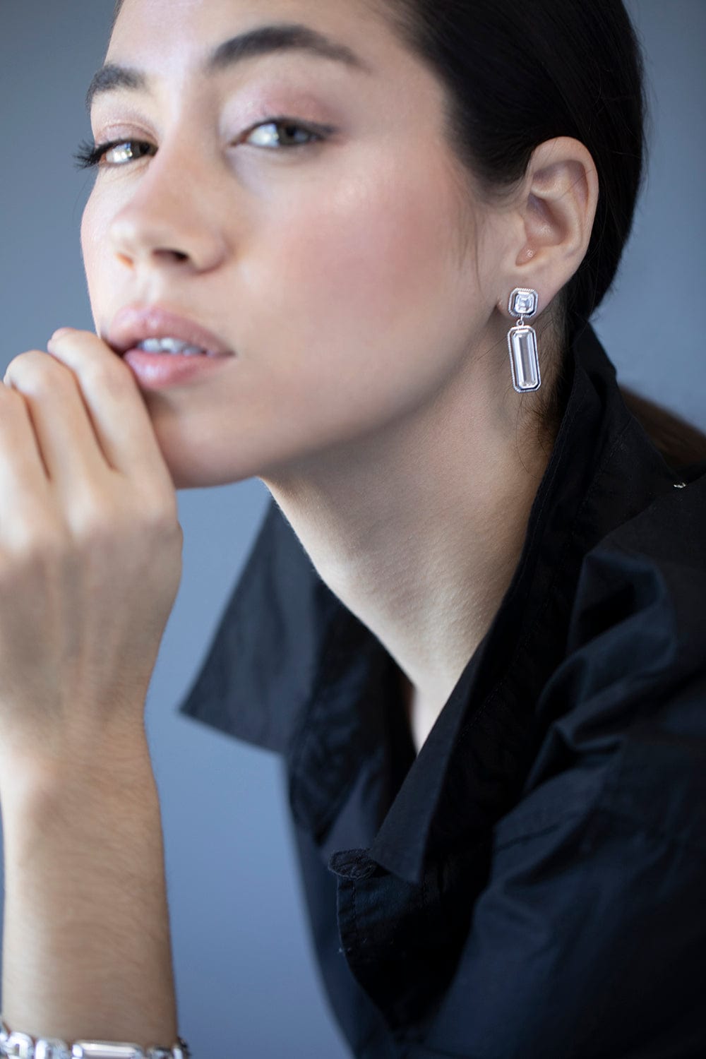 MONICA RICH KOSANN-Rock Crystal Earrings-SILVER