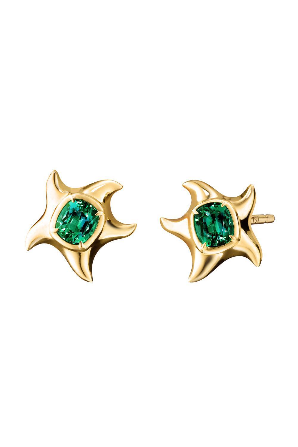 Green Tourmaline Starfish Earrings-YELLOW GOLD-JEWELRYFINE JEWELEARRING-MONICA RICH KOSANN