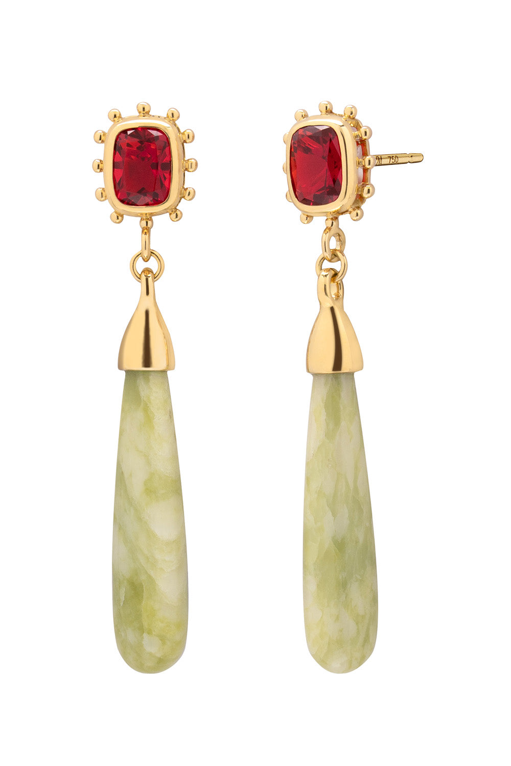 Serpentine Fire Opal Drop Earrings-YELLOW GOLD-JEWELRYFINE JEWELEARRING-MONICA RICH KOSANN