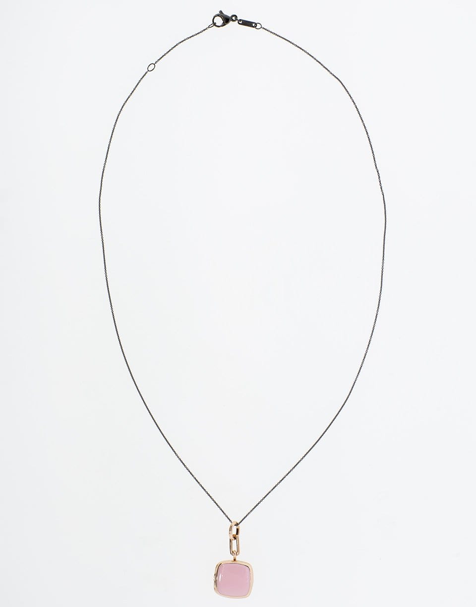 MONICA RICH KOSANN-Pink Enamel Locket Necklace-ROSE GOLD