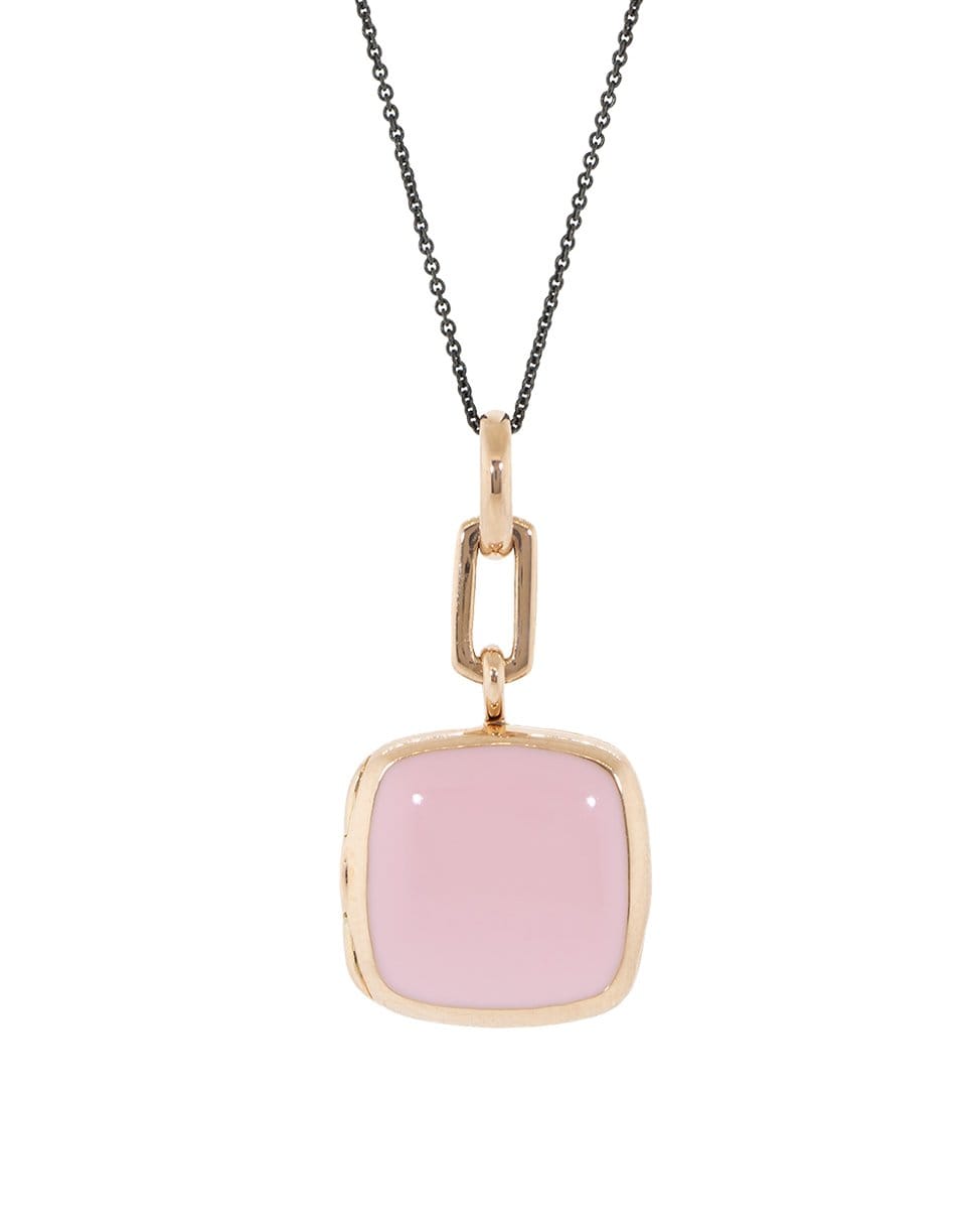 MONICA RICH KOSANN-Pink Enamel Locket Necklace-ROSE GOLD