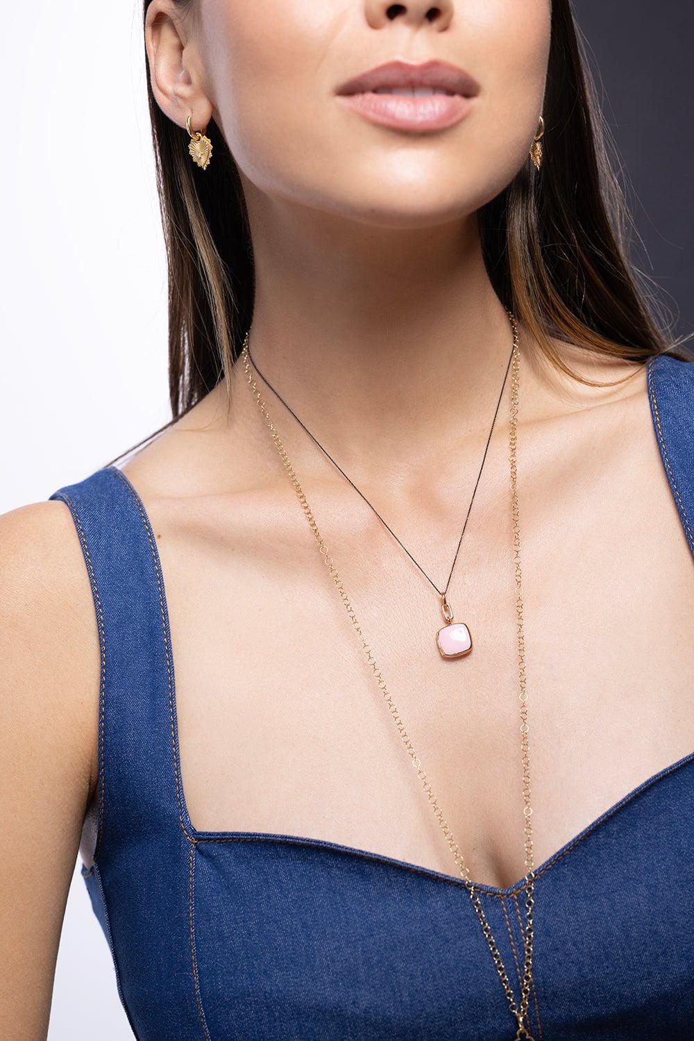 MONICA RICH KOSANN-Pink Enamel Rose Gold Vermeil Cushion Locket-ROSE GOLD