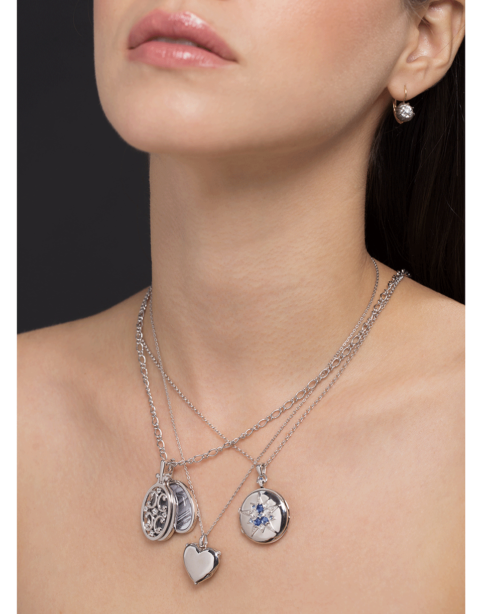 MONICA RICH KOSANN-Blue Sapphire Star Locket Necklace-SILVER