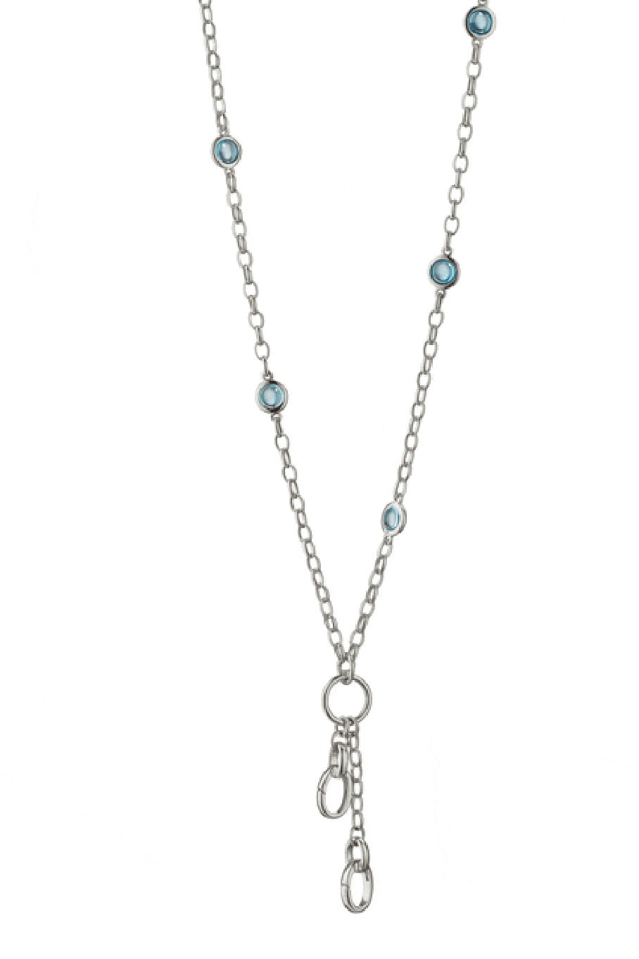 MONICA RICH KOSANN-Blue Topaz Two Charm Station Necklace-SILVER