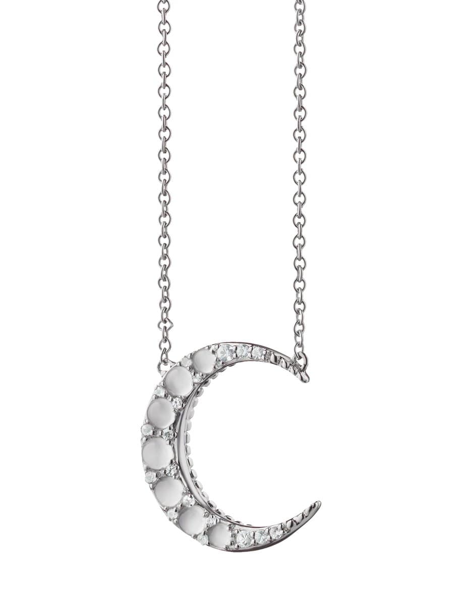 MONICA RICH KOSANN-Mini Moonstone Crescent Moon Necklace-SILVER