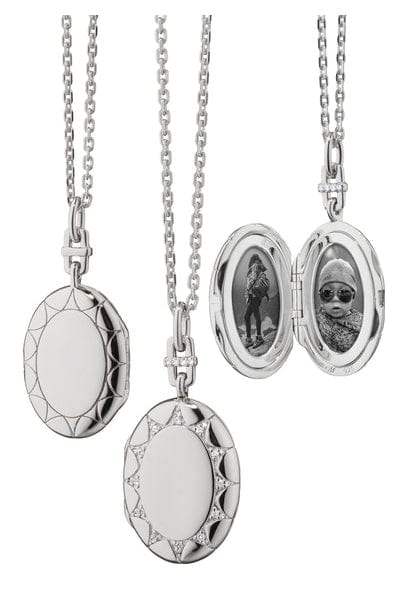 MONICA RICH KOSANN-Oval "Isabella" Locket Necklace-SILVER