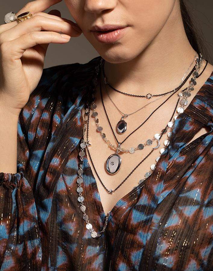 MONICA RICH KOSANN-Slim Oval Eve Locket Necklace-SILVER