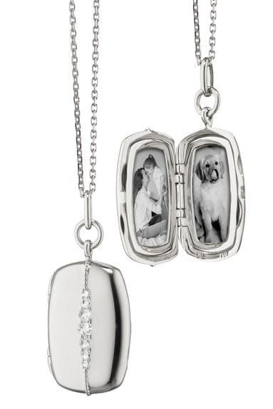 MONICA RICH KOSANN-Slim Rectangle "Kate" Locket Necklace-SILVER