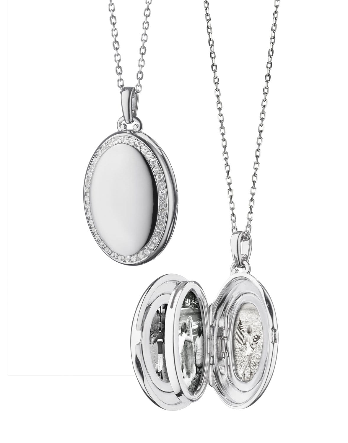MONICA RICH KOSANN-The Four Image Midi Sapphire Locket-SILVER