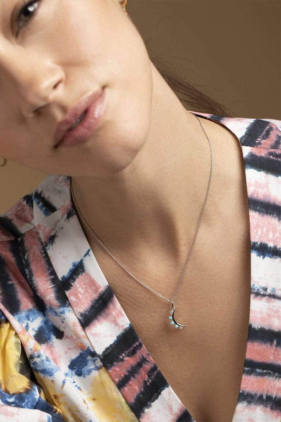 MONICA RICH KOSANN-Turquoise Moon Necklace-SILVER