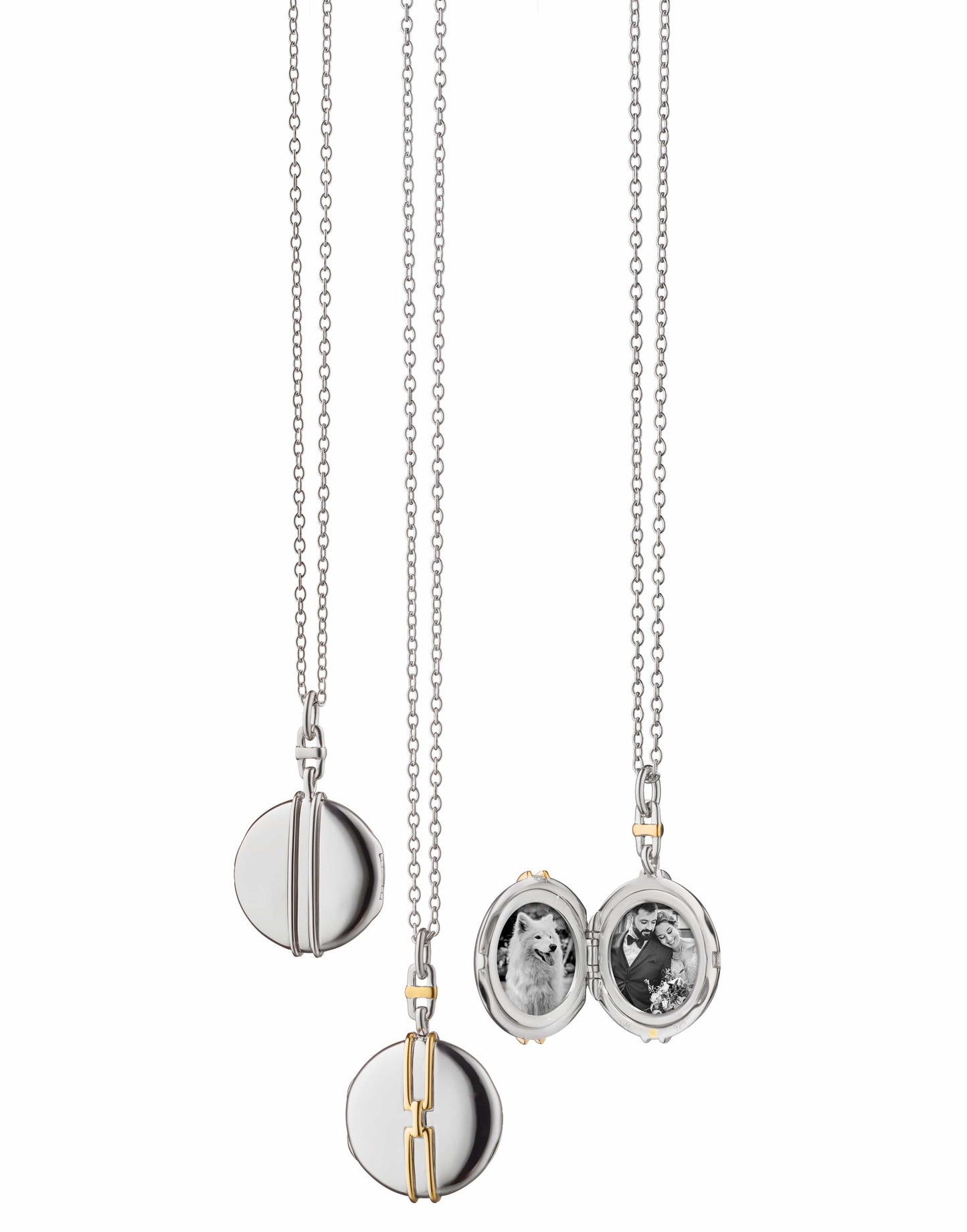 MONICA RICH KOSANN-Two-Tone Bridle Locket Necklace-SILVER