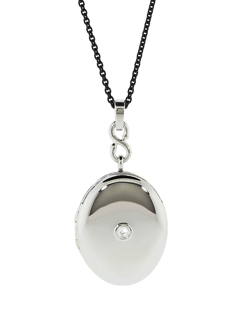 MONICA RICH KOSANN-White Sapphire Infinity Locket Necklace-SILVER