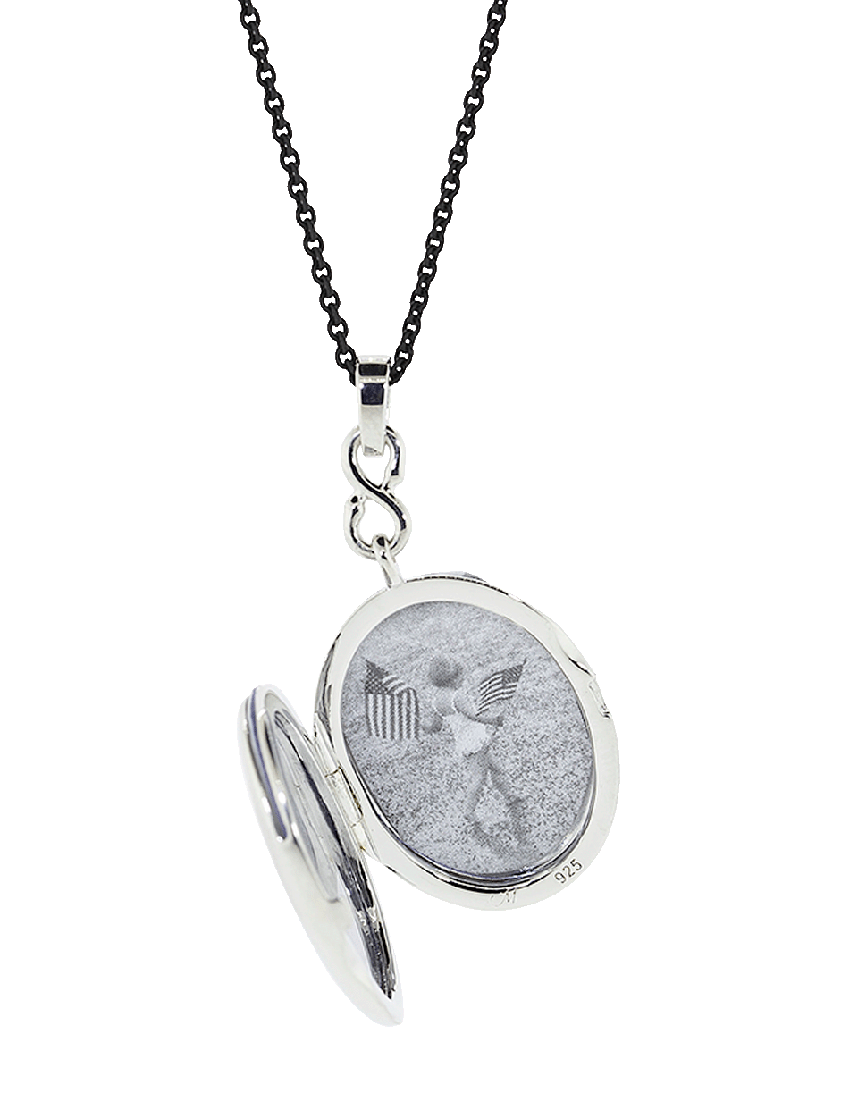 MONICA RICH KOSANN-White Sapphire Infinity Locket Necklace-SILVER