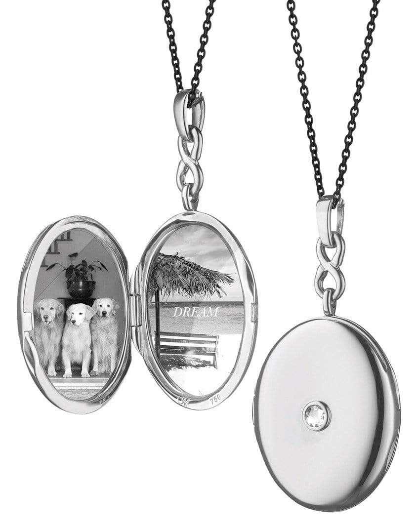 MONICA RICH KOSANN-White Sapphire Infinity Locket Necklace-SILVER