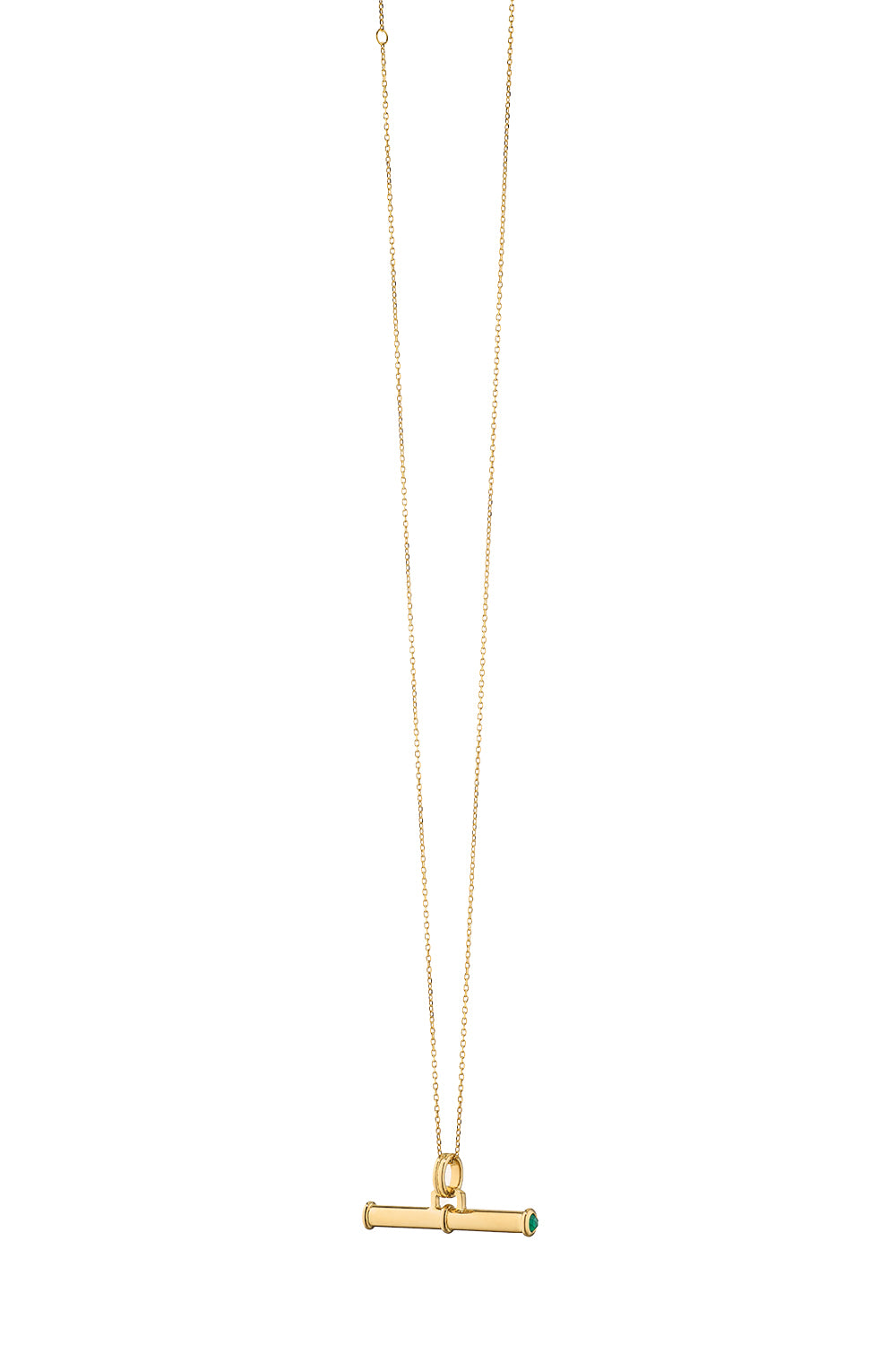 Green Agate Tube Toggle Necklace-YELLOW GOLD-17-JEWELRYFINE JEWELNECKLACE O-MONICA RICH KOSANN